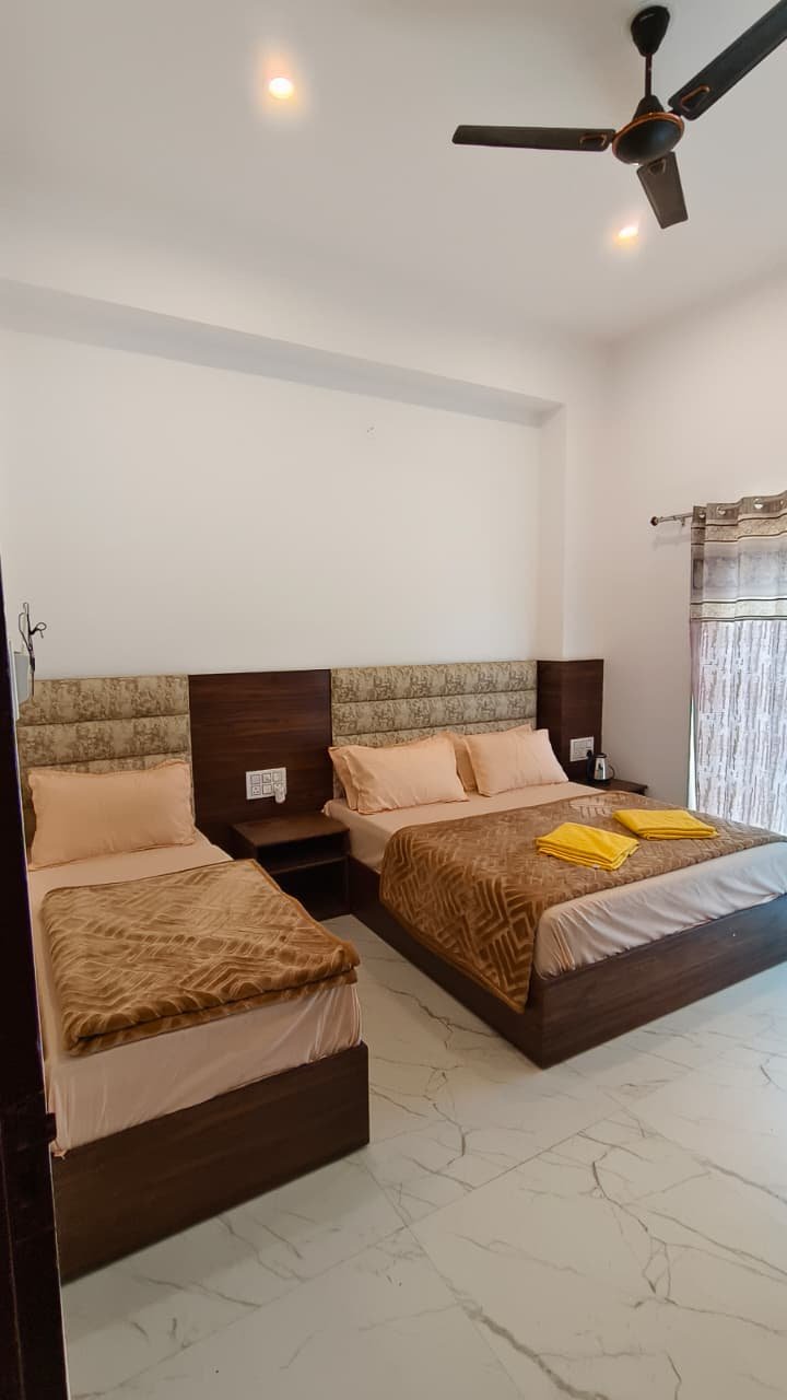 Snow-capped Himalayan peaks visible from Hotel Dhangauri