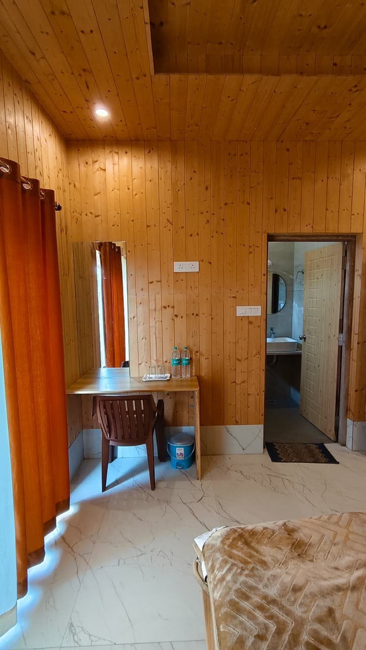 Riverside yoga and meditation deck at Hotel Dhangauri